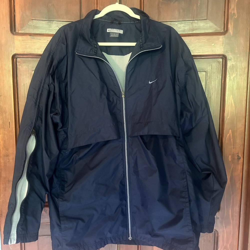 MENS Vintage Nike Vented Windbreaker Track Jacket  XL Outdoor Navy EUC